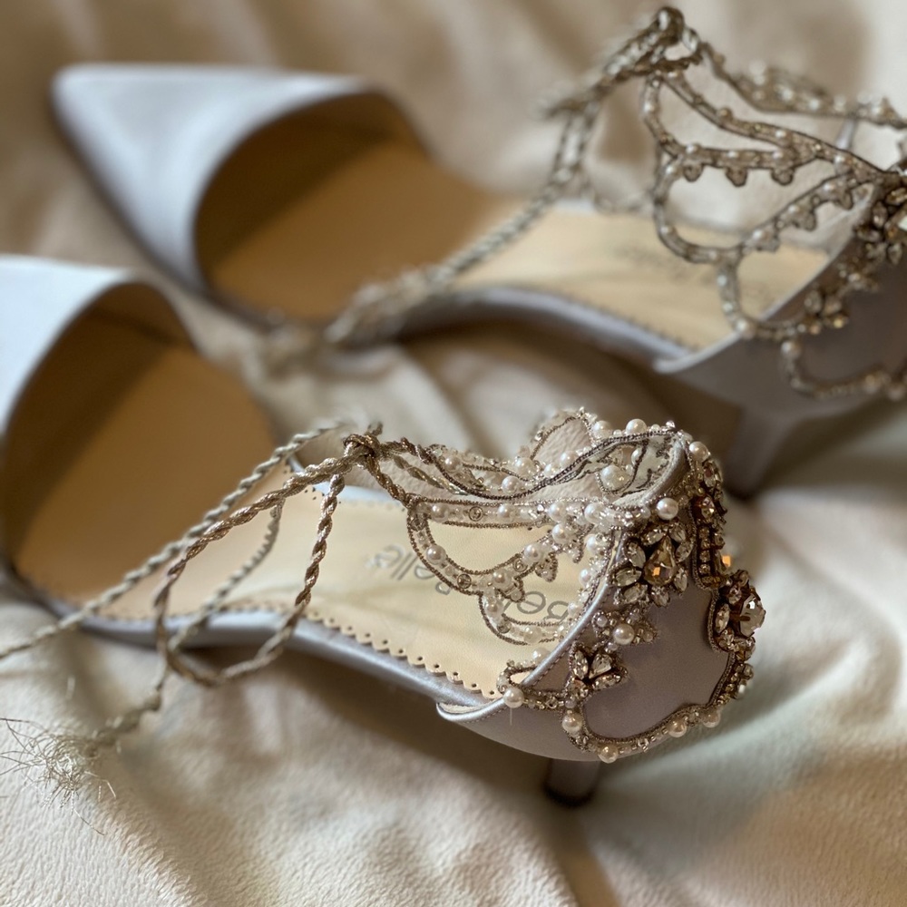 Bella Belle Short Pastel Blue Wedding Heels